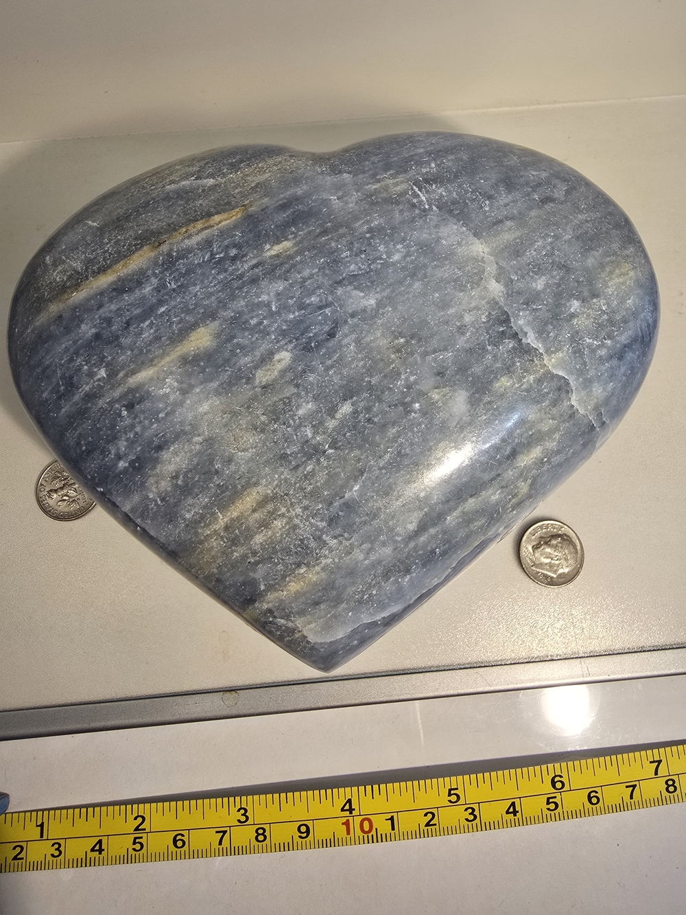 Large Blue Calcite Heart 1.85 lb Polished Crystal Healing Stone Home Decor